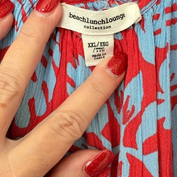 BeachLunchLounge Red and Blue Floral Dress Cruise Wear sz XXL - Picture 2 of 2